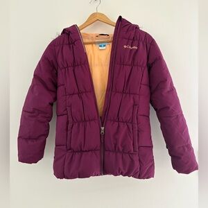 Columbia Plum and Peach Puffer Jacket Size Medium Kids Snow Ski